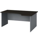Rohový kancelársky pracovný stôl PRIMO FLEXI, 1600 x 1200 mm, sivá/wenge, pravý