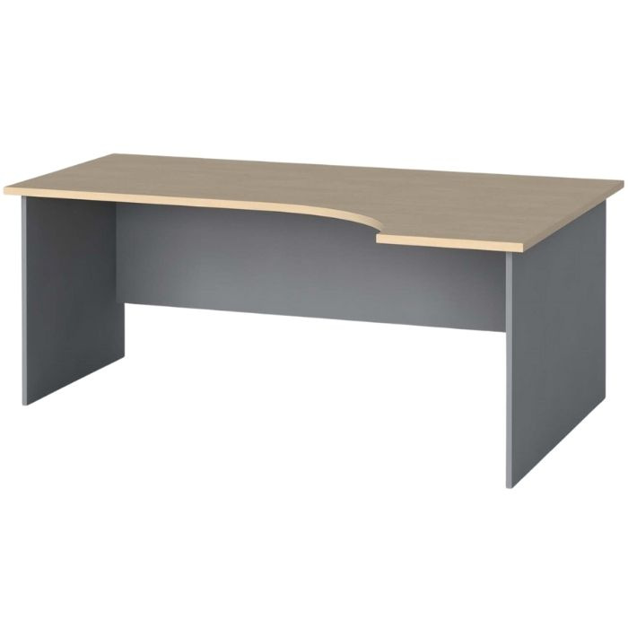 Rohový kancelársky pracovný stôl PRIMO FLEXI, 1800 x 1200 mm, sivá/breza, pravý