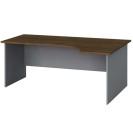 Rohový kancelársky pracovný stôl PRIMO FLEXI, 1800 x 1200 mm, sivá/orech, pravý