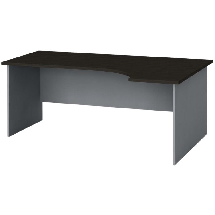 Rohový kancelársky pracovný stôl PRIMO FLEXI, 1800 x 1200 mm, sivá/wenge, pravý