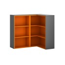 Rohový kancelářský regál R01 SEGMENT, levý, grafitová/oranžová