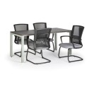 Rokovací stôl s pl. doskou 1600x800, wenge + 4 konferenčné stoličky ROY, sivá