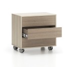 Rollcontainer, Büro-Sideboard LAYERS Wood, 3 Schubladen, 600 x 400 x 575 mm, Eiche natur / Eiche gebeizt