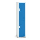 Šatní skříňka dvoudveřová 1+1 ZDARMA, cylindrický zámek, šedá/modrá