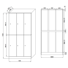 Šatní skříňka s úložnými boxy, 6 boxů, 1850 x 900 x 500 mm, cylindrický zámek, červené dveře