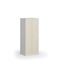 Šatní skříňka snížená, 2 oddíly, 1500 x 600 x 500 mm, cylindrický zámek, laminované dveře, bříza