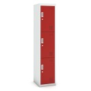 Šatní skříňka trojdveřová 1+1 ZDARMA, cylindrický zámek, šedá/červená