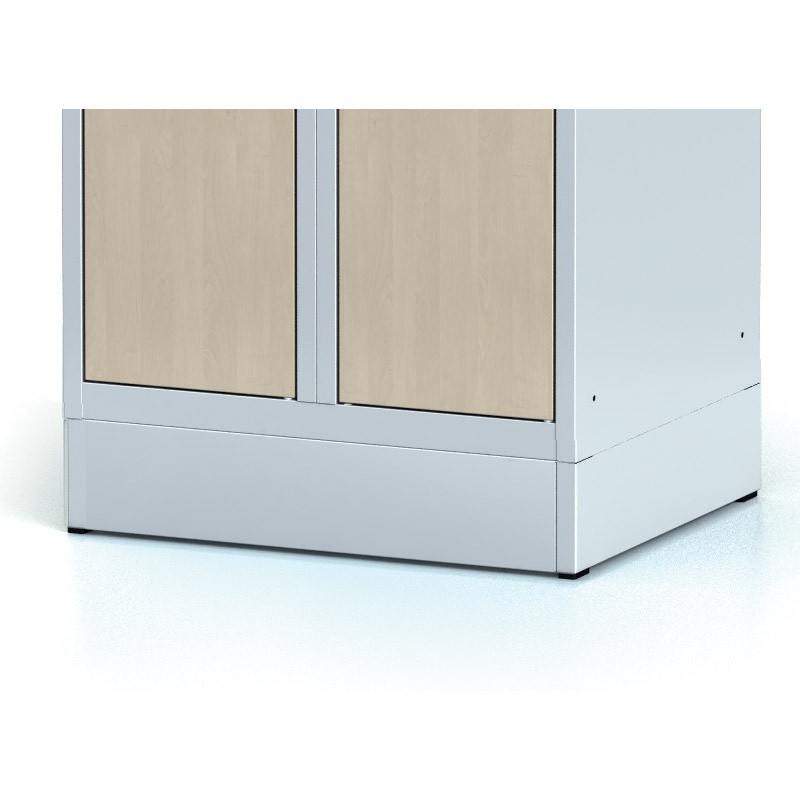 Šatní skříňka zúžená na soklu, 2-dveřová, laminované dveře ořech, cylindrický zámek
