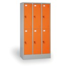 Šatníková skriňa s úložnými boxami, 6 boxov, oranžové dvere, cylindrický zámok