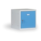 Šatníková skriňa s uzamykateľným boxom 400x400x400 mm, modré dvere, cylindrický zámok