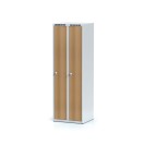 Šatníková skrinka, 2-dverová, laminované dvere buk, cylindrický zámok