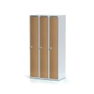 Šatníková skrinka, 3-dverová, laminované dvere buk, cylindrický zámok