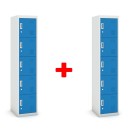 Šatníková skrinka päťdverová 1+1 ZADARMO, cylindrický zámok, sivá/modrá