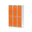 Šatníková skrinka s úložnými boxami, 6 boxov, oranžové dvere, cylindrický zámok
