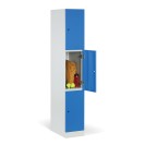 Šatníková skrinka s úložnými boxmi, 3 boxy, 1850 x 300 x 500 mm, mechanický kódový zámok, laminované dvere, breza