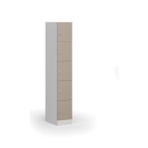 Šatníková skrinka s úložnými boxmi, 5 boxov, 1850 x 300 x 500 mm, cylindrický zámok, béžové dvere