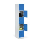 Šatníková skrinka s úložnými boxmi, 5 boxov, 1850 x 300 x 500 mm, cylindrický zámok, modré dvere