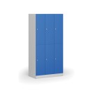 Šatníková skrinka s úložnými boxmi, 6 boxov, 1850 x 900 x 500 mm, cylindrický zámok, modré dvere