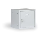 Šatníková skrinka s uzamykateľným boxom 3+1 ZADARMO, 300x300x300 mm, sivé dvere, cylindrický zámok