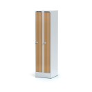 Šatníková skrinka zúžená na sokli, 2-dverová, laminované dvere buk, cylindrický zámok