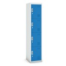 Šatňová skrinka štvordverová, cylindrický zámok, 1800 x 380 x 450 mm, sivá/modrá, 1+1 ZADARMO
