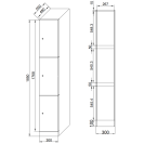 Schließfach mit Aufbewahrungsboxen, 3 Boxen, 1850 x 300 x 500 mm, Zylinderschloss, laminierte Tür, weiß