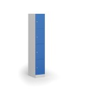 Schließfach mit Aufbewahrungsboxen, 4 Boxen, 1850 x 300 x 500 mm, Zylinderschloss, blaue Tür