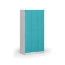Schließfach mit Aufbewahrungsboxen, 6 Boxen, 1850 x 900 x 500 mm, Drehverschluss, grüne Tür