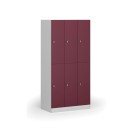 Schließfach mit Aufbewahrungsboxen, 6 Boxen, 1850 x 900 x 500 mm, Drehverschluss, rote Tür