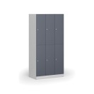 Schließfach mit Aufbewahrungsboxen, 6 Boxen, 1850 x 900 x 500 mm, Zylinderschloss, dunkelgraue Tür