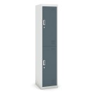 Schließfachschrank aus Blech mit Aufbewahrungsboxen, zweitürig, Zylinderschloss, 1800 x 380 x 450 mm, grau / dunkelgrau