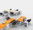 Schreibtisch-Unterschrank, Büro-Sideboard BLOCK White, 4 Schubladen