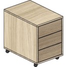 Schreibtischcontainer, Rollcontainer LAYERS, 3 Schubladen, 400 x 600 x 575 mm, Eiche natur / Eiche gebeizt