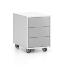 Schreibtischcontainer, Rollcontainer LAYERS White, 3 Schubladen, weiß / grau