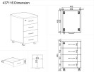 Schreibtischcontainer, Rollcontainer MIRELLI A+, 4 Schubladen, Birke