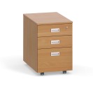 Schreibtischcontainer, Rollcontainer mit Hängeregister PRIMO, 3 Schubladen, Buche