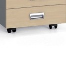 Schreibtischcontainer, Rollcontainer PRIMO, 4 Schubladen, grau / Birke