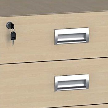 Schreibtischcontainer, Rollcontainer PRIMO, 4 Schubladen, grau / Birke