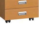 Schreibtischcontainer, Rollcontainer PRIMO, 4 Schubladen, grau / Buche