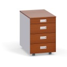 Schreibtischcontainer, Rollcontainer PRIMO, ohne Schloss, 4 Schubladen, Utensilienauszug, grau / Kirschbaum