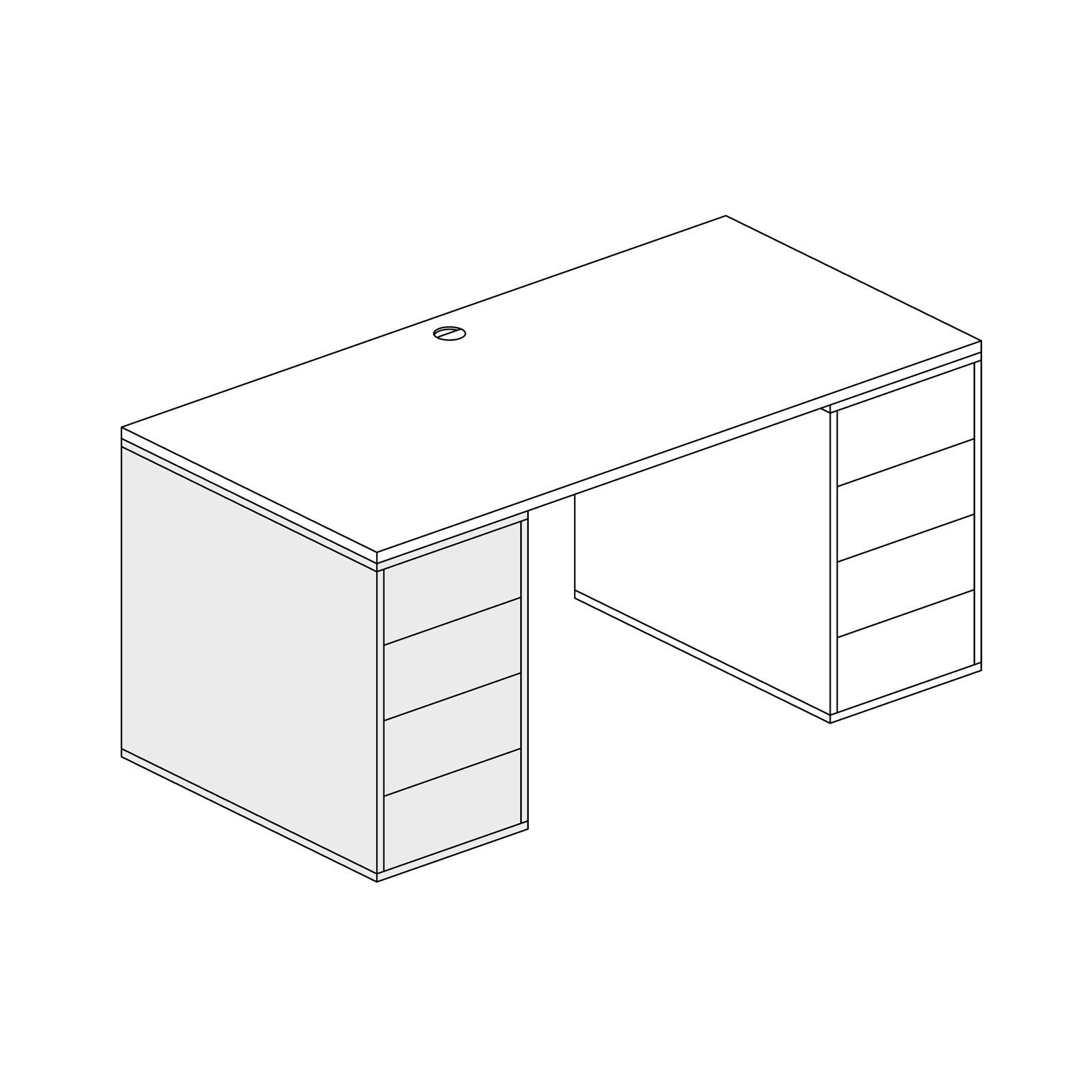 Schreibtischcontainer, Schreibtisch-Unterschrank BLOCK White, 4 Schubladen