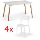 Sestava - Jídelní stůl 120x80 + 4x plastová židle REFRESCO bílá