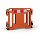 Set aus 4 mobilen Kunststoff Absperrgittern, orange mit reflektierenden Elementen, Länge 1100 mm