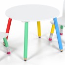 Set detského stola s 2 stoličkami PASTELL, biela/kombinácia farieb