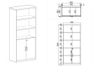 Skříň policová 2-dveřová, bílá/dub sonoma, 800 x 400 x 1800 mm