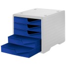 Sortierbox, 5 Schubladen, grau/blau