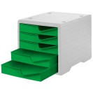 Sortierbox, 5 Schubladen, grau/grün