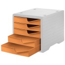 Sortierbox, 5 Schubladen, grau/orange