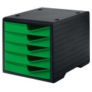 Sortierbox, 5 Schubladen, schwarz/grün