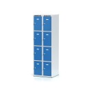 Spind mit Aufbewahrungsboxen, 8 Boxen, blaue Tür, Drehriegelschloss